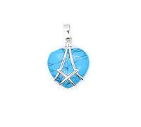 ARTQ Colliers pour Pièrres Naturelles Femme Bleu Turquoise Collier en Pierre Naturelle Vintage Princesse Forme De Coeur Cristal De Guérison Collier Pendentif en Pierres Précieuses Bijoux De Cadeau De