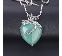 ARTQ Colliers pour Pièrres Naturelles Femme Forme d'amour Collier en Pierre D'Aventurine Verte À La Mode Découpée Papillon Collier Pendentif en Pierres Précieuses Bijoux De Cadeau De Fête des Mère