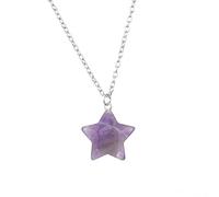 ARTQ Colliers pour Pièrres Naturelles Femme Forme D'Étoile Améthyste Colliers en Pierre Naturelle À La Mode Healing Crystal Gemstone Pendentif Collier Fête des Mères Cadeau Bijoux pour Femme Petite
