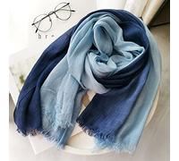 ARTQ Echarpes Femmeprintemps Mode Coton Lin Dames Foulards en Soie Châles Châles Bleu Ciel Bleu Dégradé Couleur Assortie Foulards Doux Chaud Mode Atmosphère Élégante Cadeaux pour Maman Cadeaux Pou