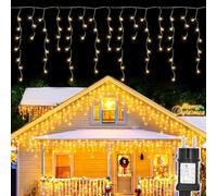 Artrastar Eisregen Lichterkette Außen 200 LED Eiszapfen Weihnachtsbeleuchtung Aussen Lichtervorhang mit 8 Modi Timer für Weihnachten, Hochzeit, Halloween, Warmweiß - Traduction en français