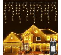 Artrastar Eisregen Lichterkette Außen 400 LED Eiszapfen Weihnachtsbeleuchtung Aussen Lichtervorhang mit 8 Modi Timer für Weihnachten, Hochzeit, Halloween, Warmweiß - Traduction en français