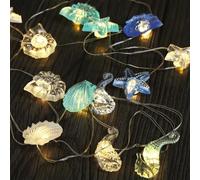 Artrastar Guirlande Lumineuse Animaux Marins 2M 20LED Décoration Maritime Chambre Mariage Fête Hippocampe ÉtoileDeMer Coquillage Escargot Piles Timer Int Ext (Blanc Chaud)