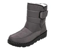 ARTRAY Bottes de neige imperméables à enfiler en polaire pour femme Semelle épaisse Boucle Nouveauté Chaussures d'hiver Super chaudes Mi-mollet Semelle extérieure en caoutchouc pour le ski et le
