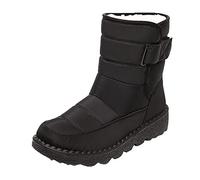 ARTRAY Bottes de neige imperméables à enfiler en polaire pour femme Semelle épaisse Boucle Nouveauté Chaussures d'hiver Super chaudes Mi-mollet Semelle extérieure en caoutchouc pour le ski et le