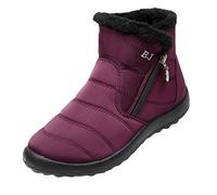 ARtray Bottes d'hiver pour femme - Imperméables et chaudes - Doublées en peluche - Antidérapantes - Chaussures d'hiver à plateforme - Fermeture éclair latérale - Tige courte - Chaussures de trekking