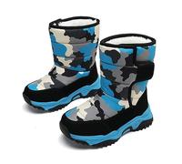 ARtray Chaussures d'hiver en coton pour enfant garçon avec motif camouflage et bottes d'hiver chaudes en polaire pour 4 à 14 bottes d'hiver, bleu, 28.5 EU