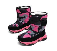 ARtray Chaussures d'hiver en coton pour enfant garçon avec motif camouflage et bottes d'hiver chaudes en polaire pour 4 à 14 bottes d'hiver, Rose, 28 EU
