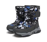 ARtray Chaussures d'hiver en coton pour enfant garçon avec motif camouflage et bottes d'hiver chaudes en polaire pour 4 à 14 bottes d'hiver, gris, 28 EU