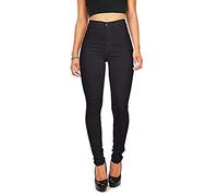 ARtray Jean pour femme taille haute coupe skinny stretch avec poches en polyester pantalon quotidien tendance jambe droite pantalon doux flatteur intelligent, Noir , 14