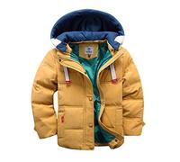 ARtray Sandales pour enfant garçon Jack Hiver Veste chaude à manches longues Vêtements d'extérieur Manteaux Capuche amovible Vêtements d'extérieur rembourrés Veste en jean Garçon, jaune, 8-9 ans