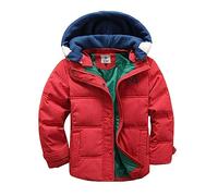 ARtray Sandales pour enfant garçon Jack Hiver Veste chaude à manches longues Vêtements d'extérieur Manteaux Capuche amovible Vêtement d'extérieur rembourré Veste en jean Garçon, rouge, 8-9 ans