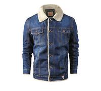 ARtray Soldats Veste en jean décontractée à manches longues pour homme Automne Hiver Veste polaire en tricot pour homme, bleu, 6XL