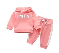 ARtray Survêtement à capuche à manches longues avec lettres imprimées pour les tout-petits et les filles de 3 à 18 mois, Rose, 3-6 mois