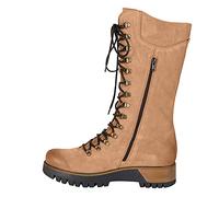 ARtray Western Bottes de cowboy pour femme Semelle épaisse antidérapante Chaussures de marche Mode Rétro Round-Toe Bottes à lacets Bottes de neige Bottes de neige confortables Chaussures plates pour