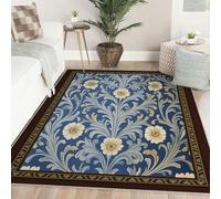 Arts and 80x150 Crafts Tapis Large Salon carpette Neutral Moderne William Morris Lavable Area Descente de lit for Chambre Salle a Manger antiderapant Resistant Taches Foldable Thin Deep Navy Blue