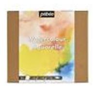 PEBEO - Set 24 Demi Godets Aquarelle + Accessoires + Carnet Papier + Pinceau Réservoir + Feutre Noir - Kit Aquarelle pour Artiste et Débutant - Couleurs Lumineuses
