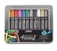 Pã©Bã©O - Coffret Mã©Tal Marqueurs Peinture Ã L'huile - 4artist Marker - 12 Marqueurs Pointe 4mm - Multicolore