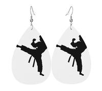 Arts martiaux de taekwondo, cette boucle d'oreille en cuir ressemble à un pendentif en forme de goutte d'eau, tendance et polyvalente, hypoallergénique, taille unique