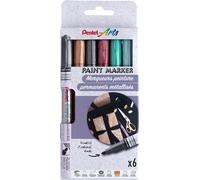 Arts Paint Marker Msp10, Pochette De 6 Marqueurs Peinture Permanents Métallisés, Pointe Fine, Bronze/Rouge/Vert/Bleu Ciel/Noir/Argent[Z2711]