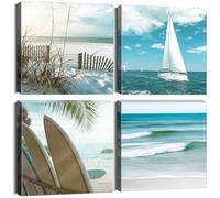 Artscope 4 Parties Impression sur Toile - La Mer Bleue Impression sur Toile Décoration Murale pour Chambre Peintures à l'huile pour Maison Bain Salon Chambre 30x30CM