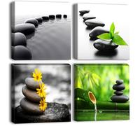 Artscope 4 Parties Impression sur Toile - Pierre de Style Japonais Impression sur Toile Décoration Murale pour Chambre Peintures à l'huile pour Maison Bain Salon Chambre 30x30CM