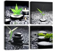 Artscope 4 Parties Impression sur Toile - Pierre Noire Impression sur Toile Décoration Murale pour Chambre Peintures à l'huile pour Maison Bain Salon Chambre 30x30CM