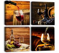 Artscope 4 Parties Impression sur Toile - Vin Romantique Impression sur Toile Décoration Murale pour Chambre Peintures à l'huile pour Maison Bain Salon Chambre 30x30CM