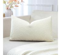 Artscope Housse de Coussin, Lot de 1 en Bou Canapé Taie d'oreiller de Couleur Pure pour Maison Salon Chambre Décoration D'intérieur 40x60cm, Crème Beige