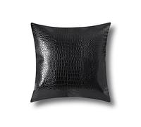 Artscope Housses de coussin pour canapé, décoration d'intérieur, en similicuir crocodile teint des deux côtés, 45 x 45 cm, noir