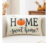 Artscope Lot de 1 Housses de Coussin de Automne 30 x 50 cm, Action de Grâce Canapé Taie d'oreiller Lombaire pour Maison Salon Chambre Décoration Citrouille Home Sweet Home Noir