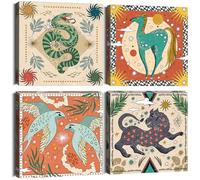 Artscope Lot de 4 impressions sur toile - Mythos - Œuvre d'art murale moderne encadrée pour décoration de salle de bain, maison, bureau - 30,5 x 30,5 cm