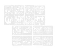 ARTSEWPLY 16 Pochoirs de Peinture Ajourés en PET Écologique Saint-Valentin Modèles de Dessin DIY pour Adultes Lot de 16 Pièces Réutilisables et Lavables Scrapbooking et Travaux Manuels