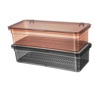 ARTSEWPLY 2 pièces Boîte de Rangement Couverts avec Couvercle Transparent et Bac Égouttage Organisateur Ustensiles de Cuisine Thé Gris Transparent Plateau de Rangement Argentier Pratique