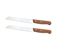 ARTSEWPLY 2 pièces Couteau Manche Acacia Ergonomique Lame Dentelée Inoxydable pour Trancher Artisanal Toast et Pâtisserie Outil de Découpe Polyvalent pour Cuisine