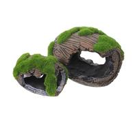 ARTSEWPLY 2 Pièces Décoration Aquarium Résine Tonneau Mousse Simulée Cachette Naturelle pour Poissons et Crevettes, Résistant la Décoloration, pour Aquarium Maison