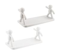 ARTSEWPLY 2 pièces Étagère Murale Humanoïde Blanc et Gris Support Rangement Salle de Bain et Cuisine Rack Suspendu Polyvalent pour Organiser Shampooing et Accessoires Décor Minimaliste