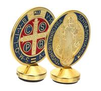 ARTSEWPLY 2 pièces Ornement Croix Saint Benoît Alliage Décor de Temple Unique Lot pour Bureau et Maison Ornement de Table Coloré et Résistant