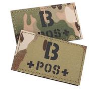 ARTSEWPLY 2 pièces Patch Camouflage Réfléchissant Double Face Type Sanguin B Positif Écusson pour Uniformes Sacs et Casquettes et Pratique
