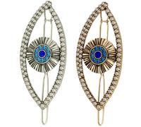 ARTSEWPLY 2 Pièces Pinces Cheveux Femmes Evil Eye Barrette avec Pinces Décoratives Vintage Or Antique et Antique Accessoires Tresses pour Filles et Femmes