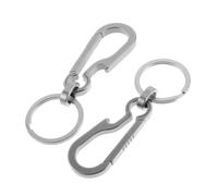 ARTSEWPLY 2 pièces Porte-clés Titane avec Mousqueton Léger et Robuste Anneau Métallique Multifonctionnel avec Décapsuleur Intégré pour Organisation Clés et Usage Extérieur