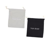 ARTSEWPLY 2 pièces Sac de Rangement pour Sèche Cheveux Toile avec Cordon de Serrage Aux Rayures et Portable Organiseur Multifonction pour Maison et Voyage Lot de Noir et Gris