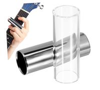 ARTSEWPLY 2 Pièces Slide Guitare Medium Bottleneck Lot Verre Transparent et Acier Inoxydable Argenté pour Guitaristes et Amateurs