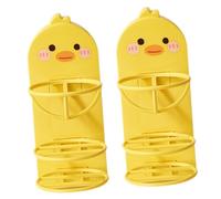 ARTSEWPLY 2 pièces Support Mural pour Houppettes de Maquillage Couches Rangement sans Perçage Organisateur de Poudre Mural Cartoon Sèche-éponge Pratique pour Salle de Bain Lot de Jaune