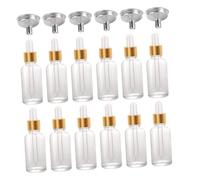 ARTSEWPLY 24pièces Flacon Compte-gouttes Pour Huile Essentielle Verre Transparent Avec Bouchon Silicone Et Couvercle Plastique Doré Lot Entonnoirs Acier Inoxydable