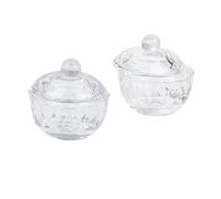 ARTSEWPLY 2pièces Coupe à Ongles Verre Mini Récipient Pour Liquide Acrylique Petite Coupe à Ongles Avec Couvercle Transparent