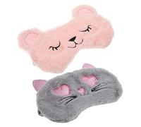 ARTSEWPLY 2pièces Masque De Sommeil Peluche Douce Pour Yeux Lot De Animaux Mignons Ours Timide Chat Cœur Masques Occultants Légers Et Relaxants Pour Sommeil Réparateur Maison Ou Voyage