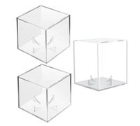 ARTSEWPLY 3 pièces Boîte de Présentation Baseball Transparente avec Support Vitrine Acrylique Protection Signée Boîte Cadeau Collection Souvenir
