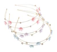 ARTSEWPLY 3 pièces Lot de Bandeaux Strass Double avec Fleurs Brillantes Serre-têtes Décoratifs Résine et Métal Accessoires Élégants pour Mariées Demoiselles d'Honneur et Occasions Festives