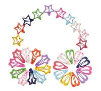 ARTSEWPLY 30pièces Barrettes Étoiles Forme de Cœur pour Petites Filles Design Ajouré à Cinq Branches Accessoires pour Cheveux pour Coupes Courtes et Occasions Diverses